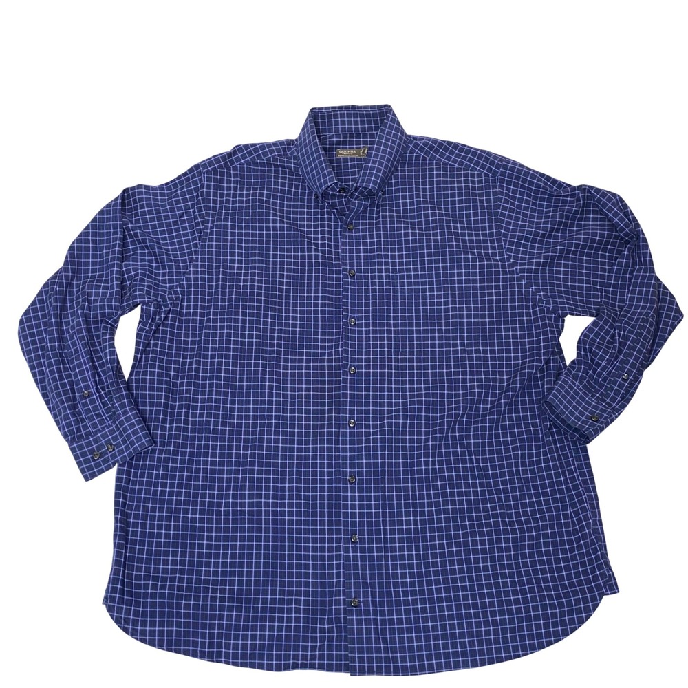 Oak Hill Premium 1XT Blue Windowpane Plaid Supima Cotton Shirt Non-Iron